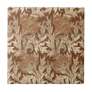 Carreau Jacobean Flower Damask, Taupe Tan et Crème