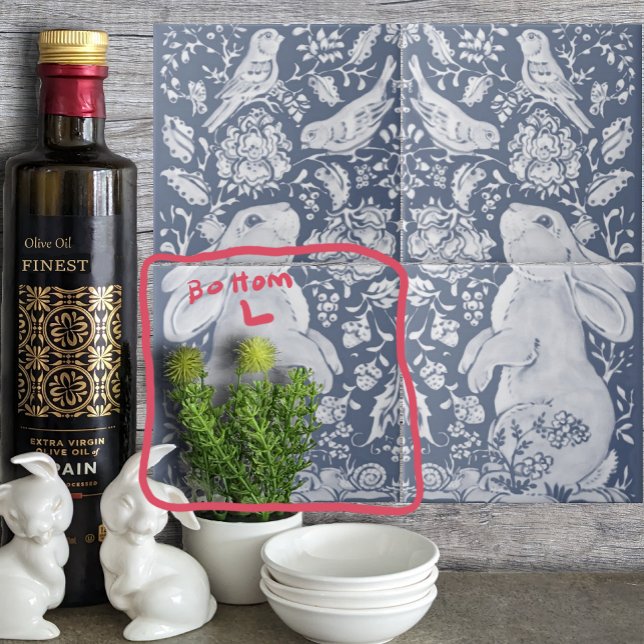 Carreau Jacobean Rabbit Birds Denim Bleu Blanc Bleu Bas L (Créateur téléchargé)