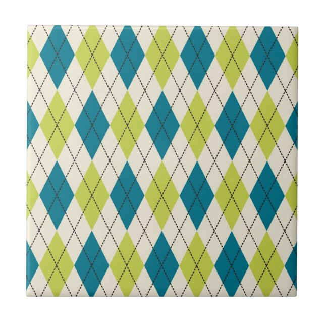 Carreau Jacquard Bleu Et Vert (Devant)