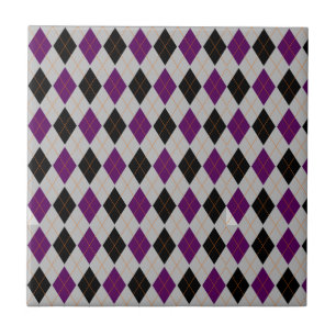 Carreau Jacquard d'automne noir violet Motif