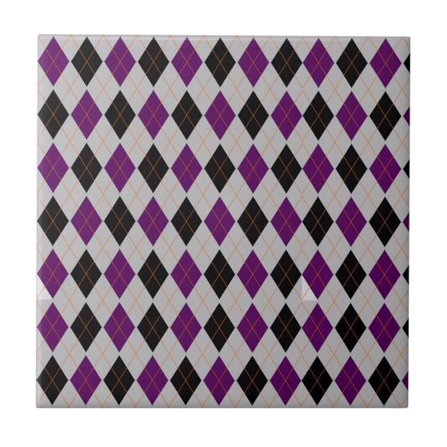Carreau Jacquard d'automne noir violet Motif (Devant)