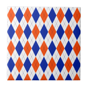 Carreau Jacquard Preppy traditionnel en orange et bleu