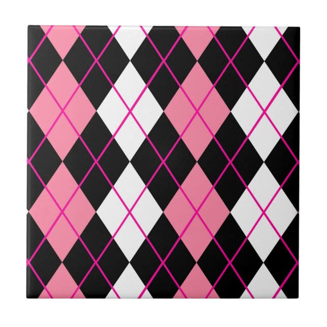 Carreau Jacquard rose noir blanc Diamant Design (Devant)