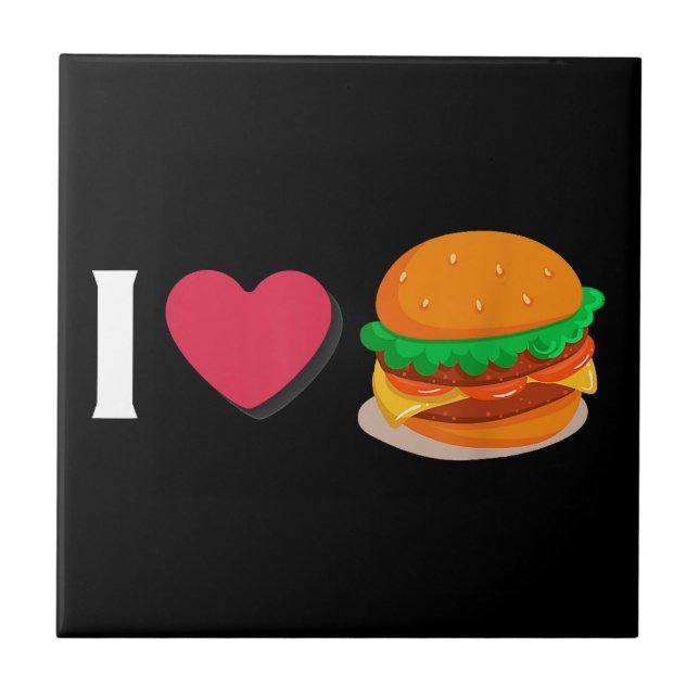 Carreau J'adore Burger Cheeseburger Manger Malsain  (Devant)