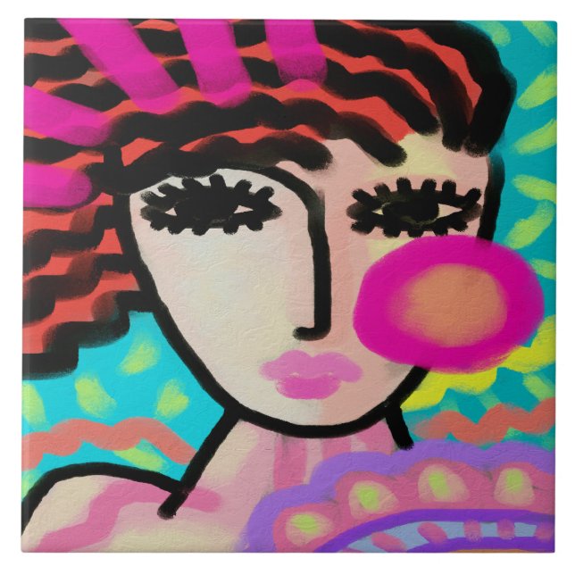 Carreau J'adore la peinture numérique Abstraite d'été (Devant)