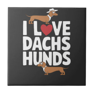 Carreau J'adore les dachshunds Graphique amusant pour les