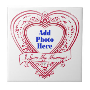 Carreau J'adore ma maman ! Photo Red Hearts