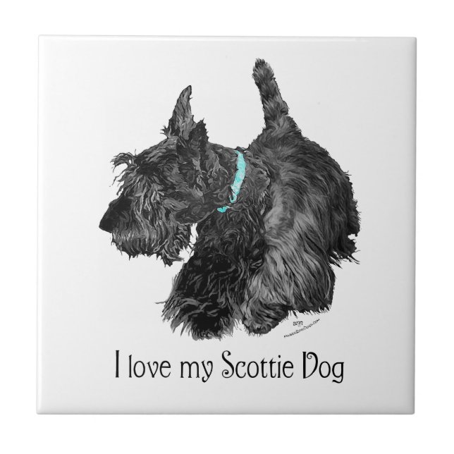 Carreau J'adore mon chien Scottie (Devant)
