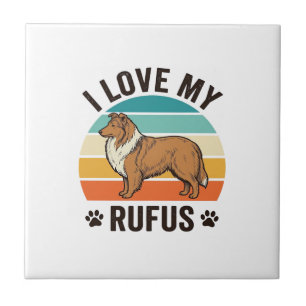 Carreau J'adore mon design de chien vintage Rufus_1