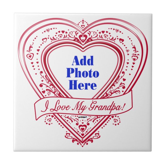 Carreau J'adore My Grandpa ! Photo Red Hearts (Devant)