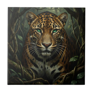 Carreau Jaguar de la jungle aux yeux verts intenses