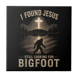 Carreau J'ai trouvé Jésus qui regarde toujours Bigfoot ave