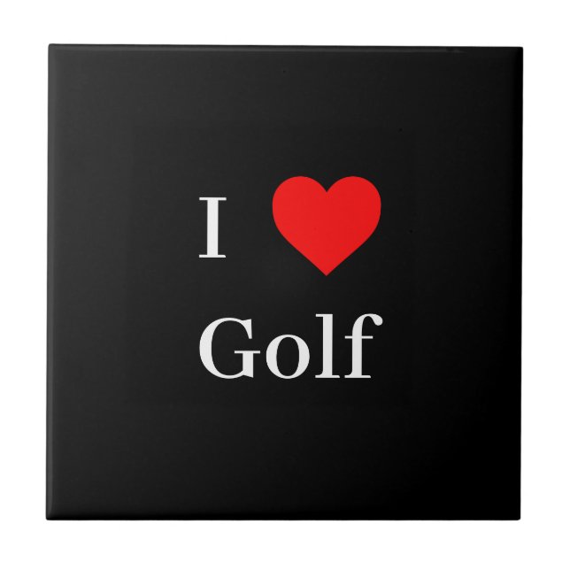 Carreau J'aime Golf Typographie & Red Heart Black (Devant)