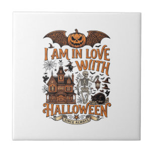 Carreau J'aime Halloween Maison Hantée Squelette Citrouill