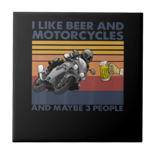 Carreau J'Aime La Bière Et Les Motos - Motos Cadeau