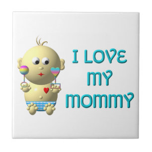 Carreau J'aime ma maman Bouncing Baby avec le coeur et les