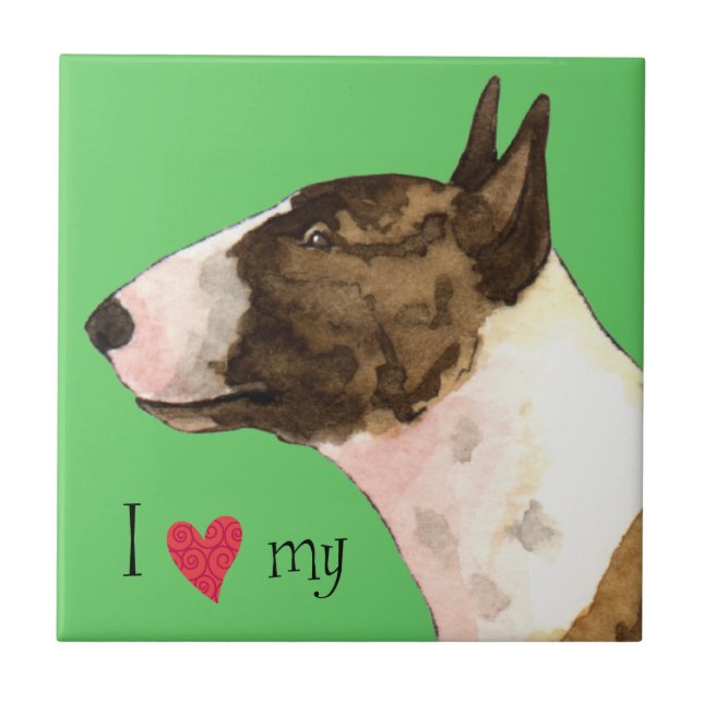 Carreau J'aime ma mini Bull Terrier (Devant)