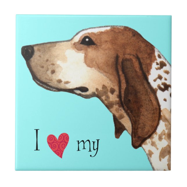 Carreau J'aime mon American English Coonhound (Devant)
