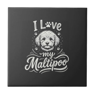 Carreau J'aime mon amoureux de chien Maltipoo