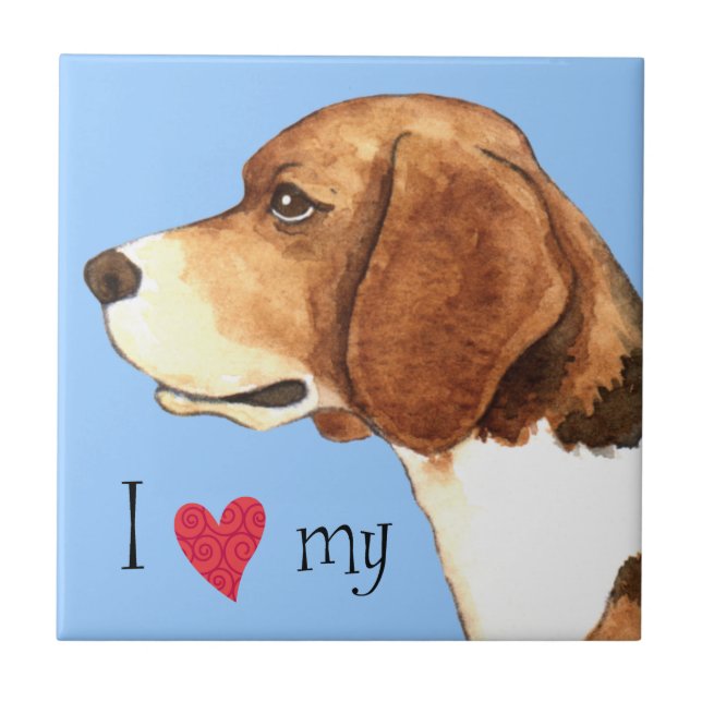 Carreau J'aime mon Beagle (Devant)