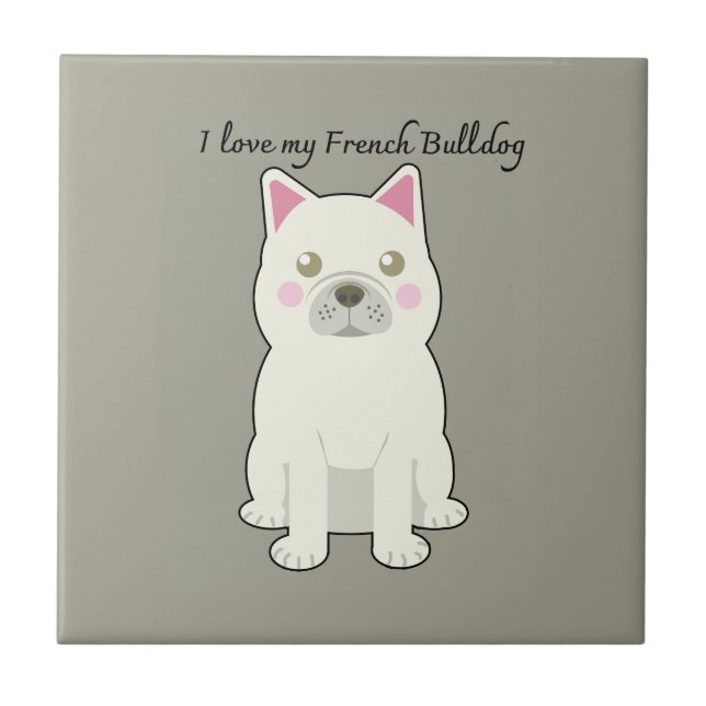 Carreau J'aime mon Bouledogue Français (Devant)