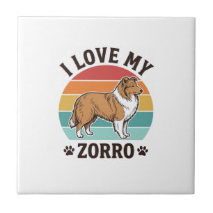 Carreau J'aime mon design vintage Zorro amateur de chien_1