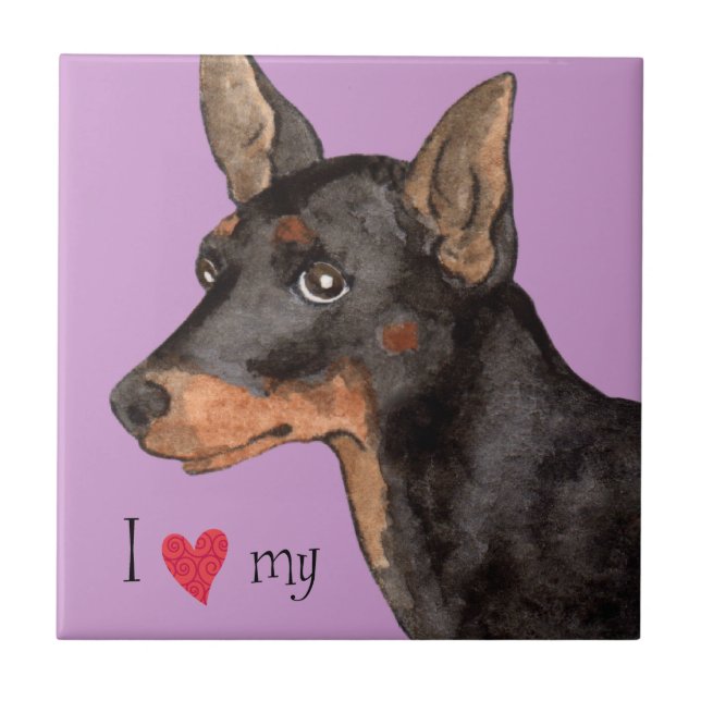 Carreau J'aime mon jouet Manchester Terrier (Devant)