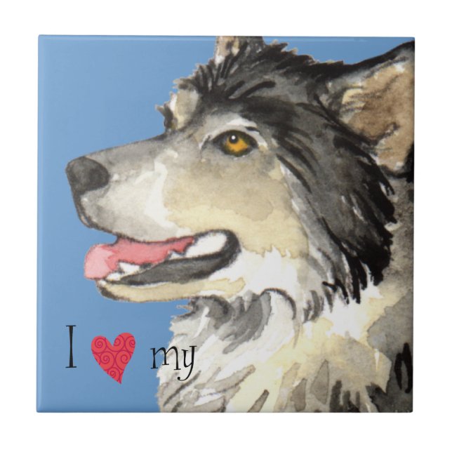 Carreau J'aime mon malemute d'Alaska (Devant)