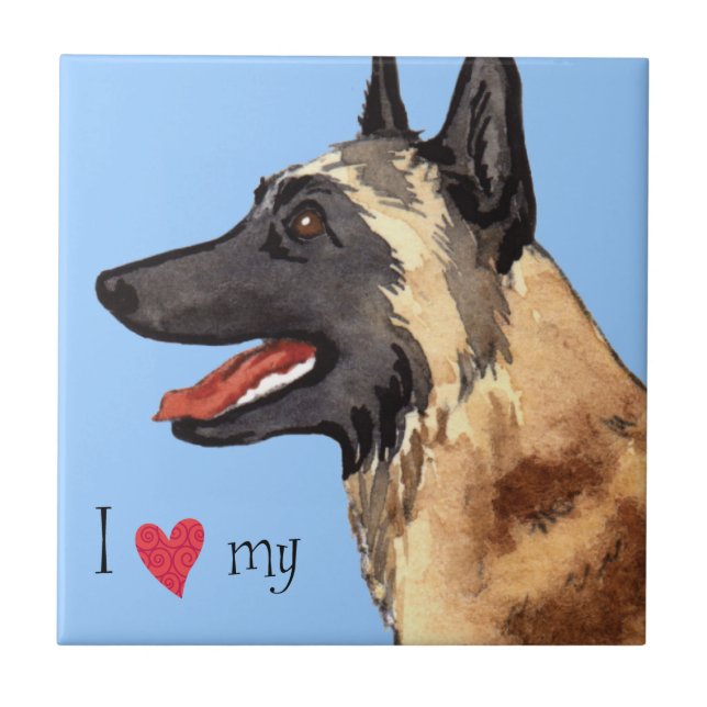 Carreau J'aime mon Malinois belge (Devant)