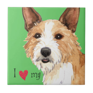 Carreau J'aime mon portugais Podengo Pequeno