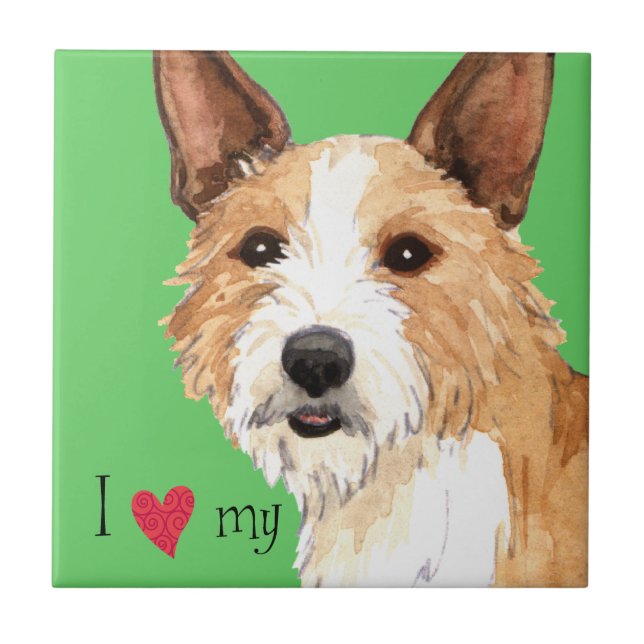 Carreau J'aime mon portugais Podengo Pequeno (Devant)