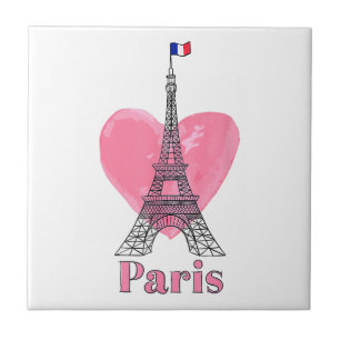 Carreau J'aime Paris Tour Eiffel France Cadeau
