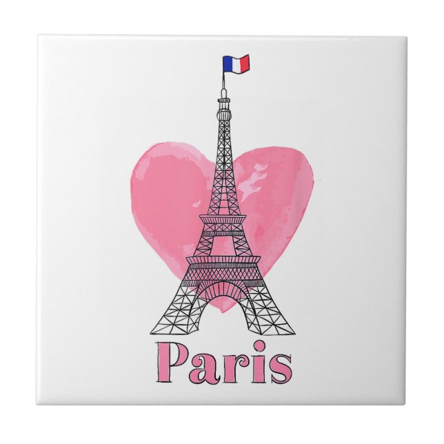 Carreau J'aime Paris Tour Eiffel France Cadeau (Devant)