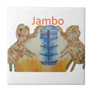 Carreau Jambo Jumbo African Kids Elephants Art Imprimer