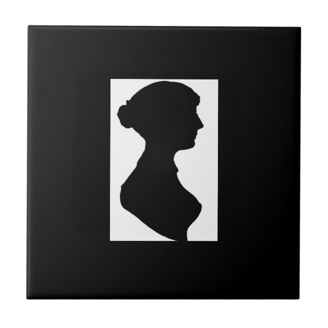 Carreau Jane Austen's Silhouette on Black (Devant)