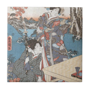 Carreau Japanese vintage ukiyo-e geisha