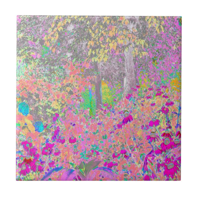 Carreau Jardin à l'aquarelle lever de soleil avec fleurs v (Devant)