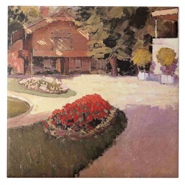 Carreau Jardin à Yerres, peinture d'art fin, (Devant)