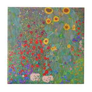 Carreau Jardin agricole de Gustav Klimt avec tournesols