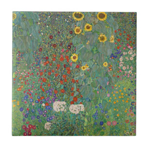 Carreau Jardin agricole de Gustav Klimt avec tournesols