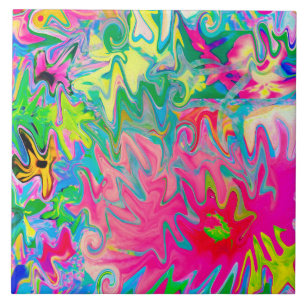 Carreau Jardin aux fleurs colorées Collage Abstrait