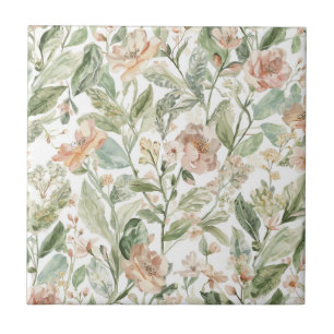 Carreau Jardin Botanique Vert Feuilles Luxuriantes Floral