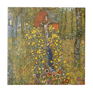 Carreau Jardin de ferme de Klimt avec la tuile de crucifix