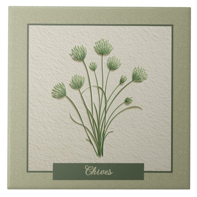 Carreau Jardin de fines herbes de ciboulette Relief Faux C (Devant)