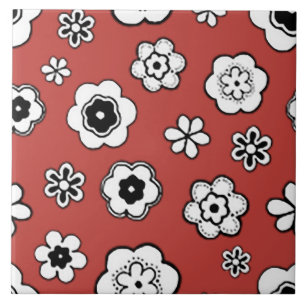Carreau Jardin de fleurs à Misty Tomato Rouge