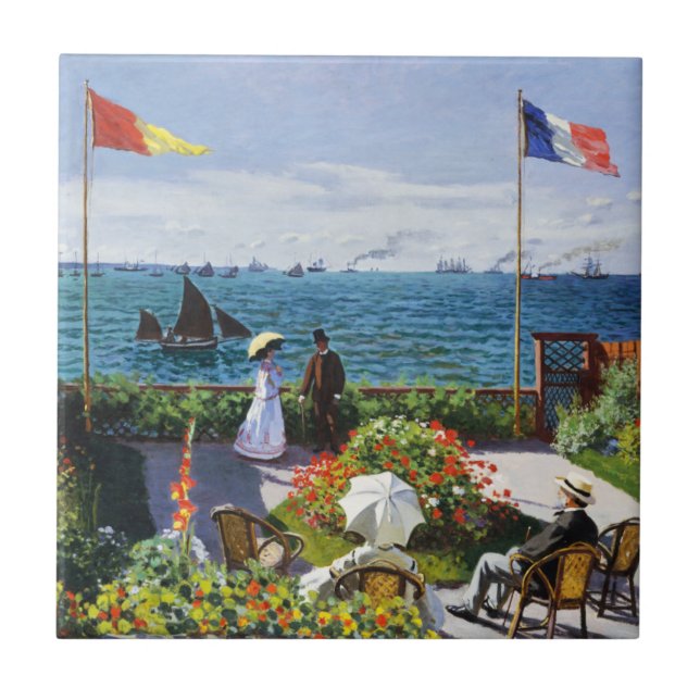 Carreau Jardin de Monet à la tuile de Sainte Adresse (Devant)