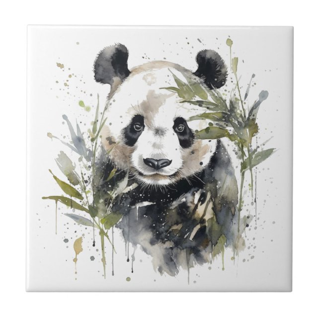 Carreau Jardin de panda à l'aquarelle (Devant)