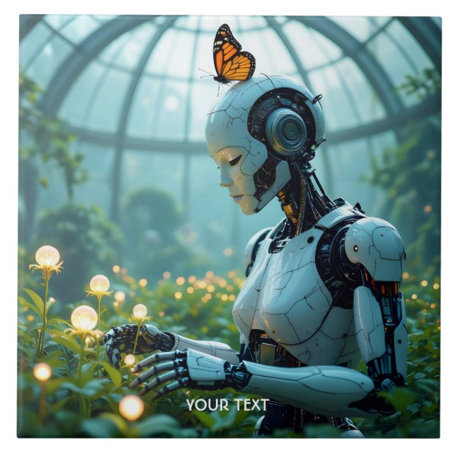 Carreau Jardin de robots féminins Fantasy Mignon (Devant)