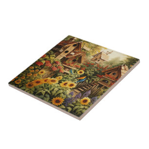 Carreau Jardin de tournesol 13 Maisons d'oiseaux Oiseaux b