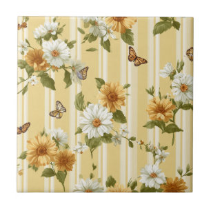 Carreau Jardin de tournesols dorés et de papillons à rayur